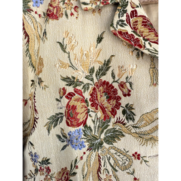 Vintage Clement Womens Floral Brocade Button Blazer Size XL Shimmer German Jacke - Picture 2 of 16